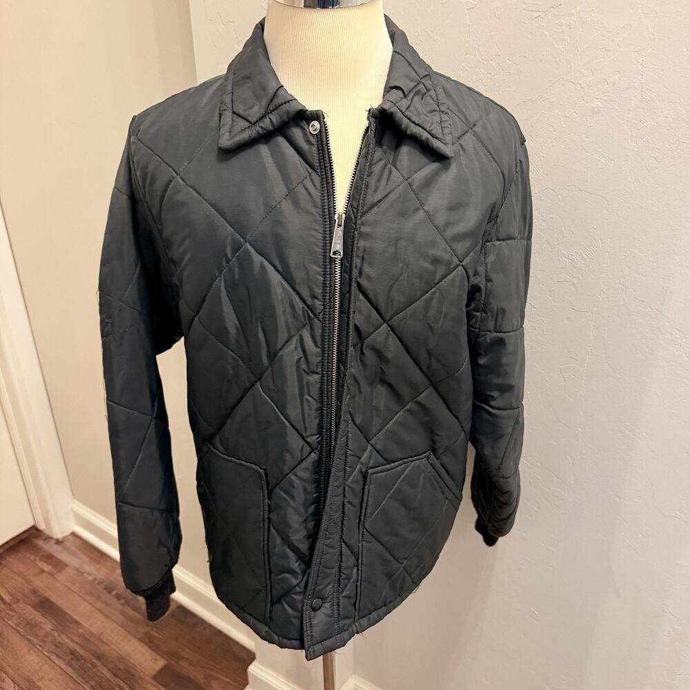 Big Smith Quilted Jacket Men's Sz L Black Union USA Made Workwear (A0131)